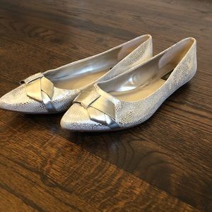 White House Black Market gold flats